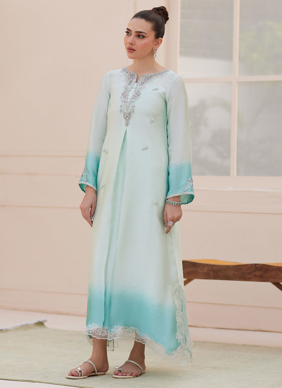 PALMIRA AQUA OMBRE SHIRT | PRET | FARAH TALIB AZIZ