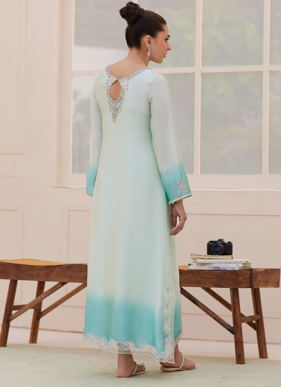 PALMIRA AQUA OMBRE SHIRT | PRET | FARAH TALIB AZIZ