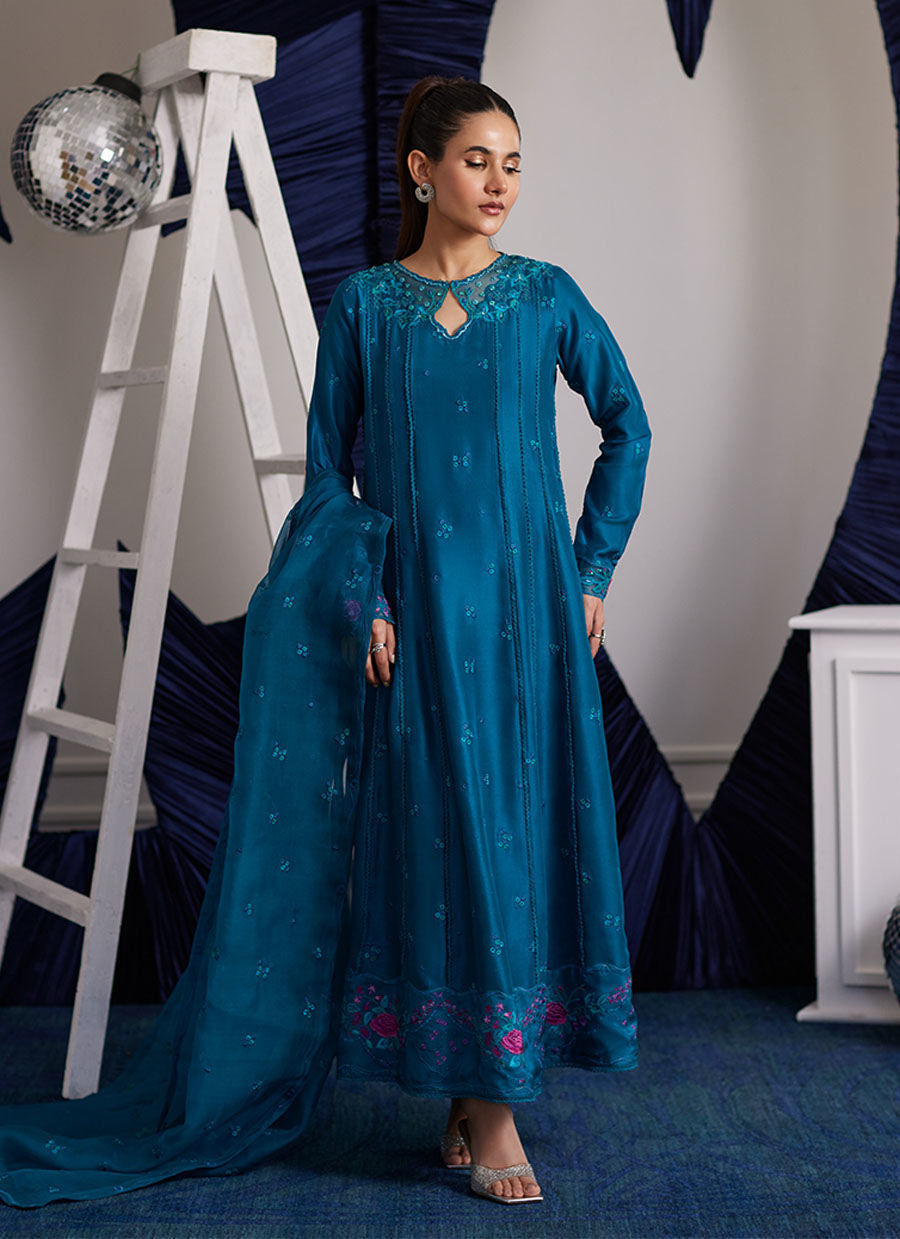 SHIRO TEAL PANELED SHIRT AND DUPATTA | PRET | FARAH TALIB AZIZ
