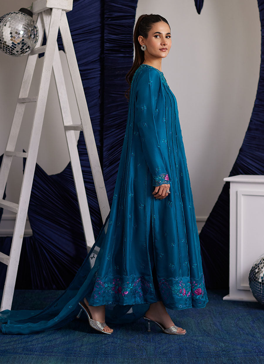 SHIRO TEAL PANELED SHIRT AND DUPATTA | PRET | FARAH TALIB AZIZ