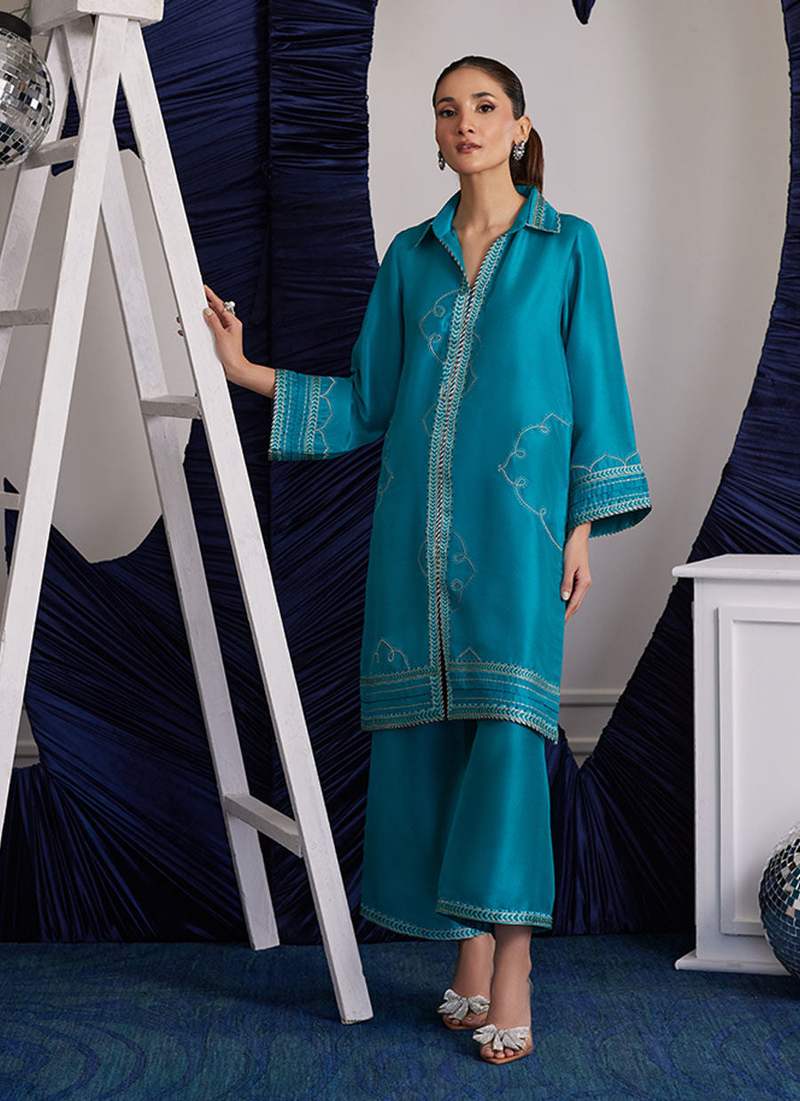 CLEMMIE AQUA SHIRT | PRET | FARAH TALIB AZIZ