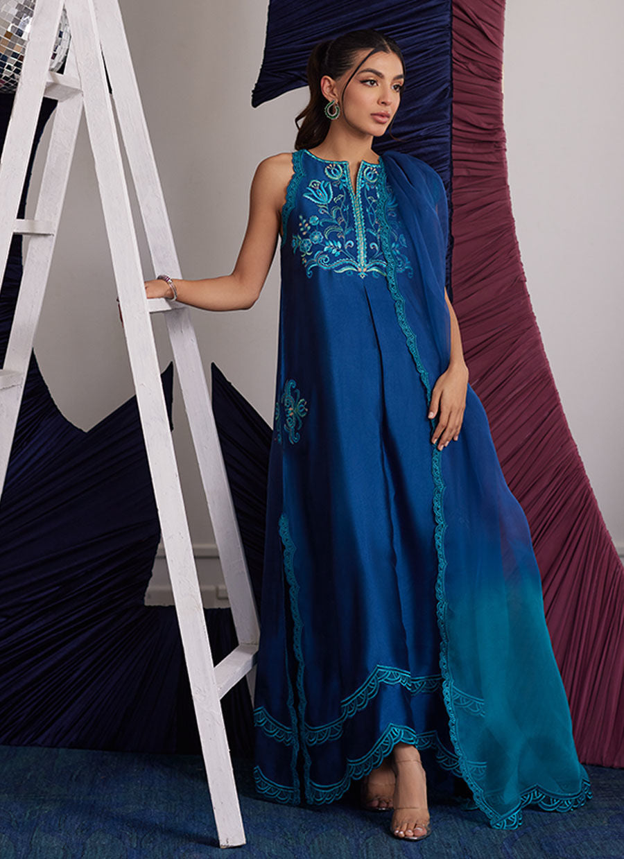 SKYLAR TEAL SHIRT AND DUPATTA | PRET | FARAH TALIB AZIZ