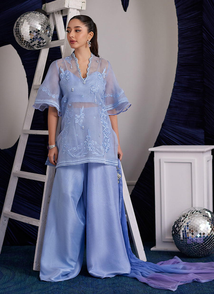 CASSIE PERIWINKLE SHIRT AND DUPATTA | PRET | FARAH TALIB AZIZ