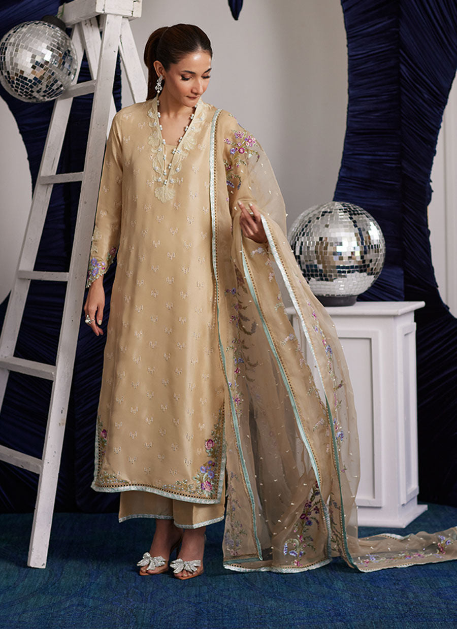 BRENNA CHAMPAGNE SHIRT AND DUPATTA | PRET | FARAH TALIB AZIZ