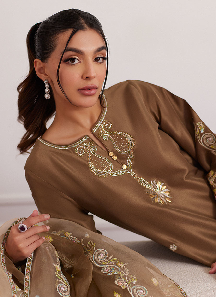 THEA LATTE SHIRT AND DUPATTA | PRET | FARAH TALIB AZIZ