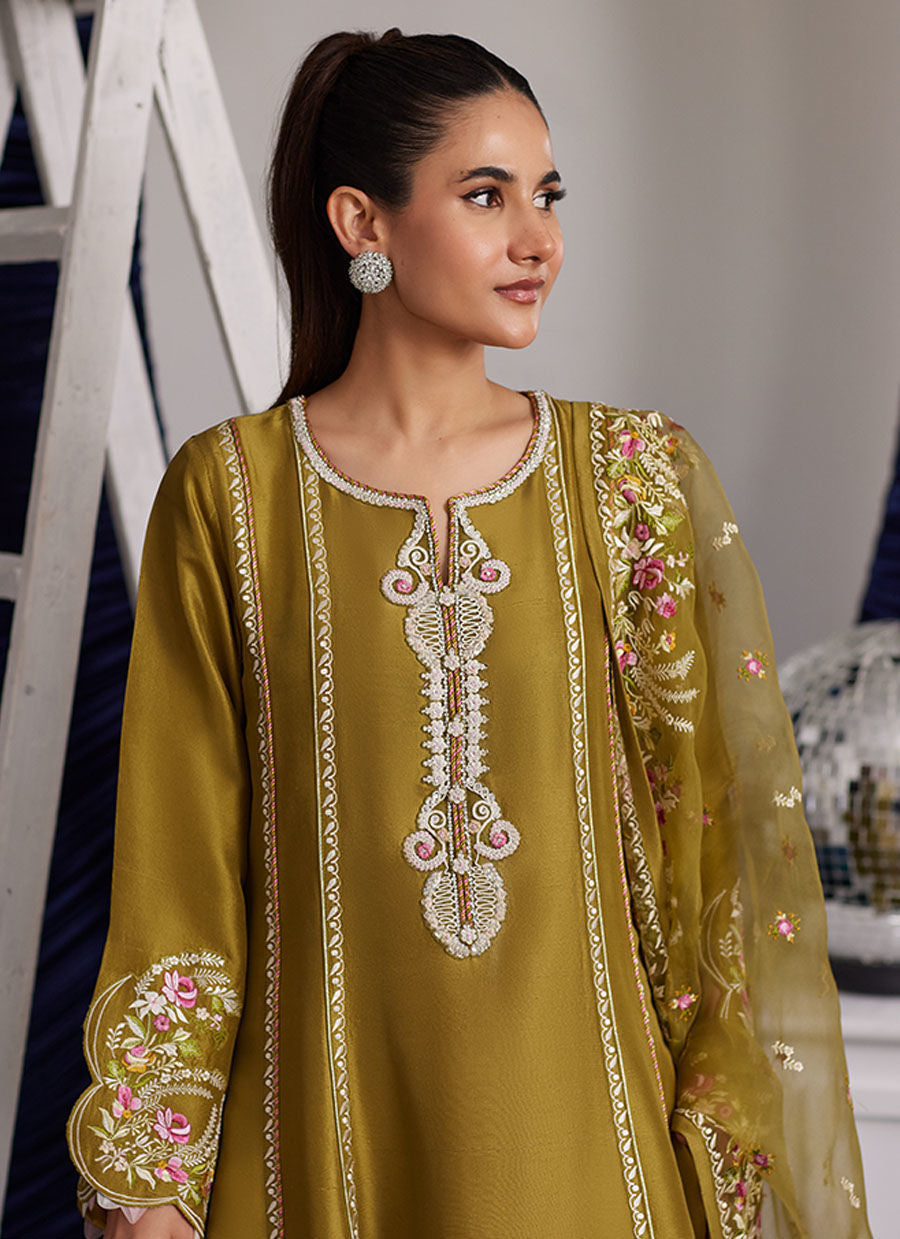 RUE OLIVE SHIRT AND DUPATTA | PRET | FARAH TALIB AZIZ