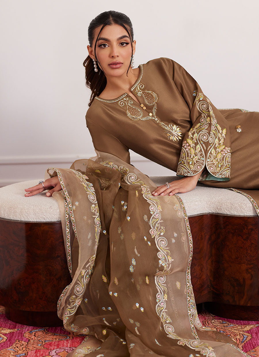 THEA LATTE SHIRT AND DUPATTA | PRET | FARAH TALIB AZIZ