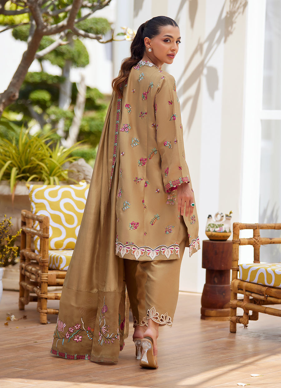 LIRA BEIGE SHIRT AND DUPATTA | Farah Talib Aziz 2025