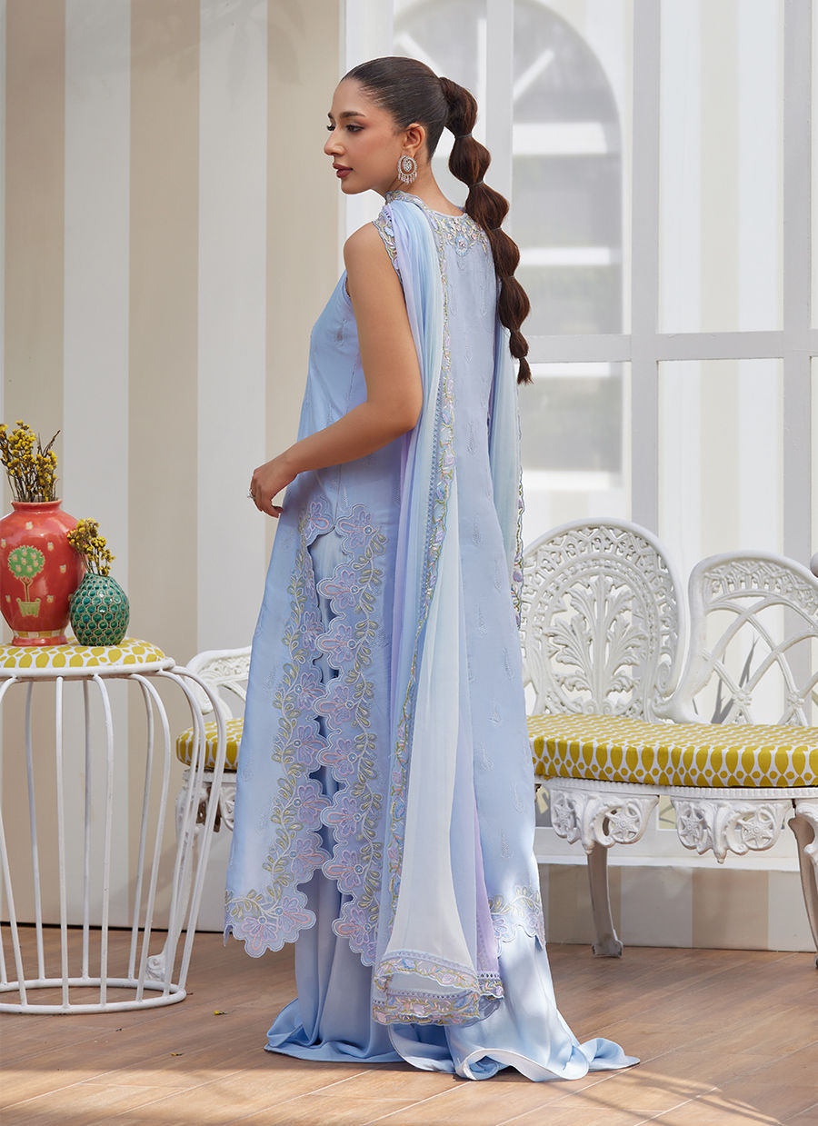 ZILA PERIWINKLE SHIRT AND DUPATTA | Farah Talib Aziz 2025
