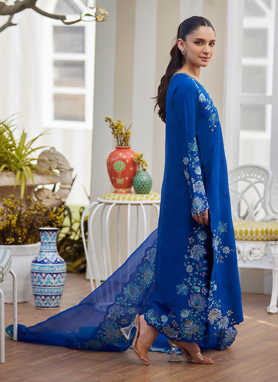 TAVIA COBALT SHIRT AND DUPATTA | Farah Talib Aziz 2025