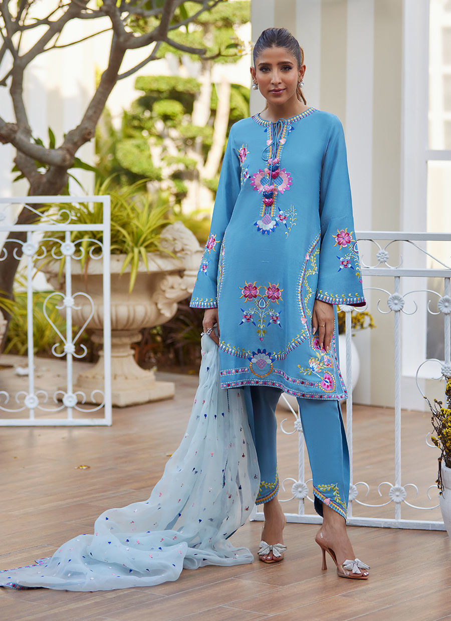 NYSSA BLUE SHIRT AND DUPATTA | Farah Talib Aziz 2025