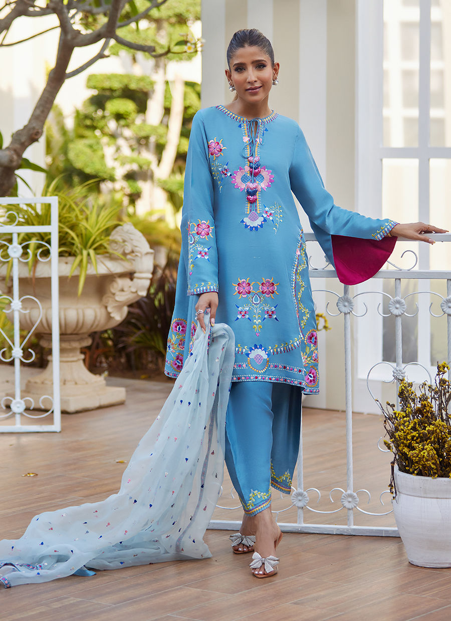 NYSSA BLUE SHIRT AND DUPATTA | Farah Talib Aziz 2025
