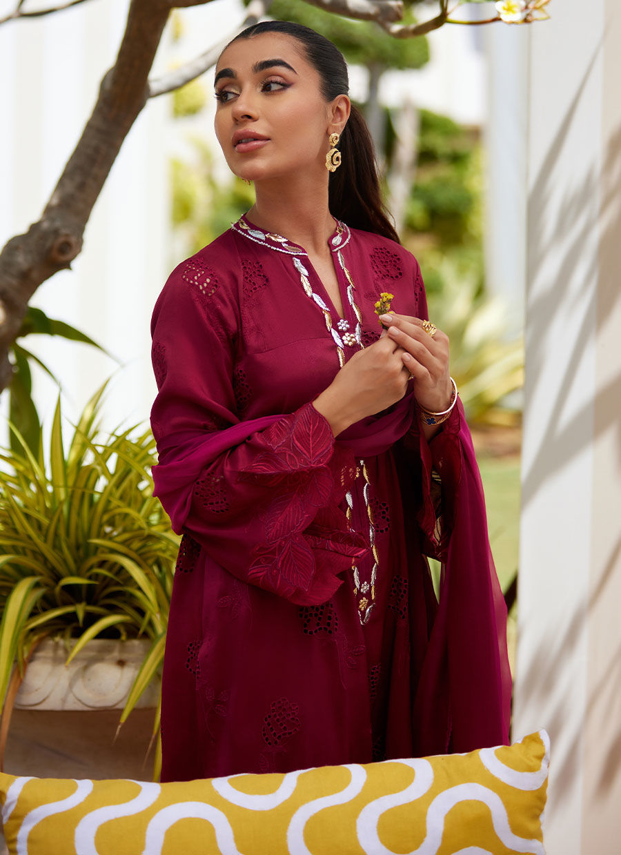 AIKO BURGUNDY SHIRT AND DUPATTA | Farah Talib Aziz 2025