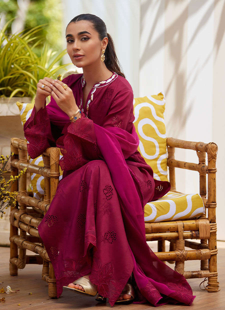 AIKO BURGUNDY SHIRT AND DUPATTA | Farah Talib Aziz 2025