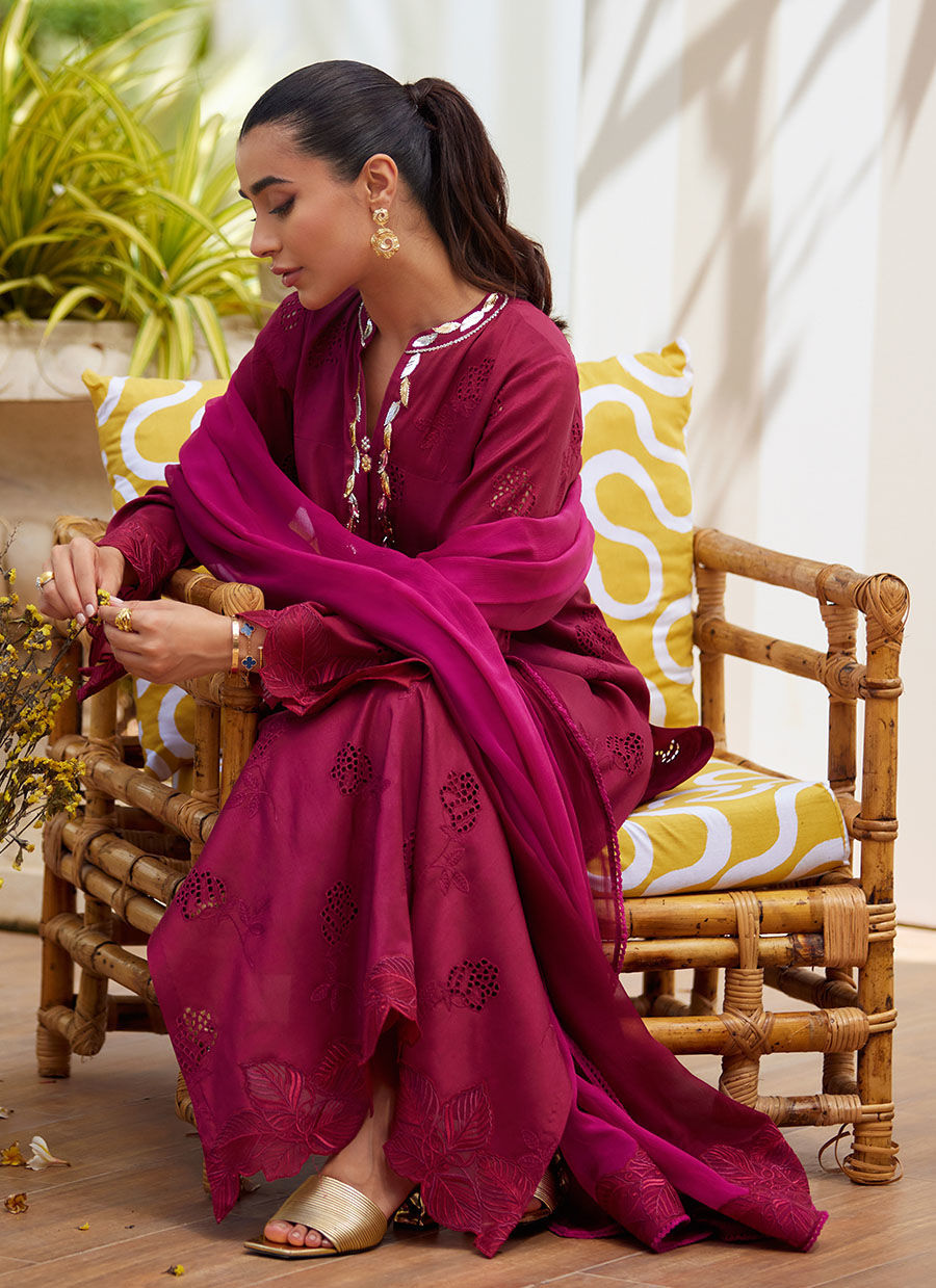 AIKO BURGUNDY SHIRT AND DUPATTA | Farah Talib Aziz 2025