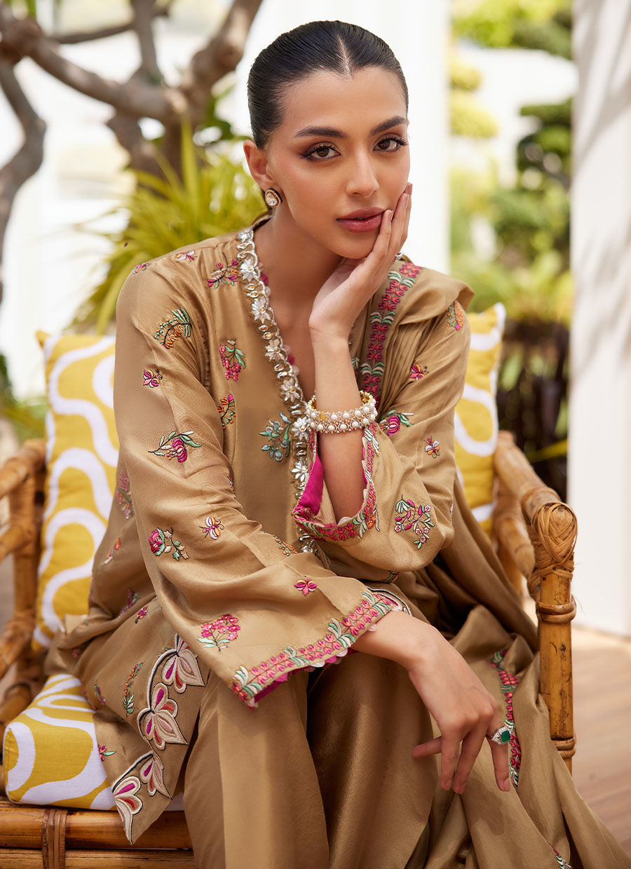 LIRA BEIGE SHIRT AND DUPATTA | Farah Talib Aziz 2025