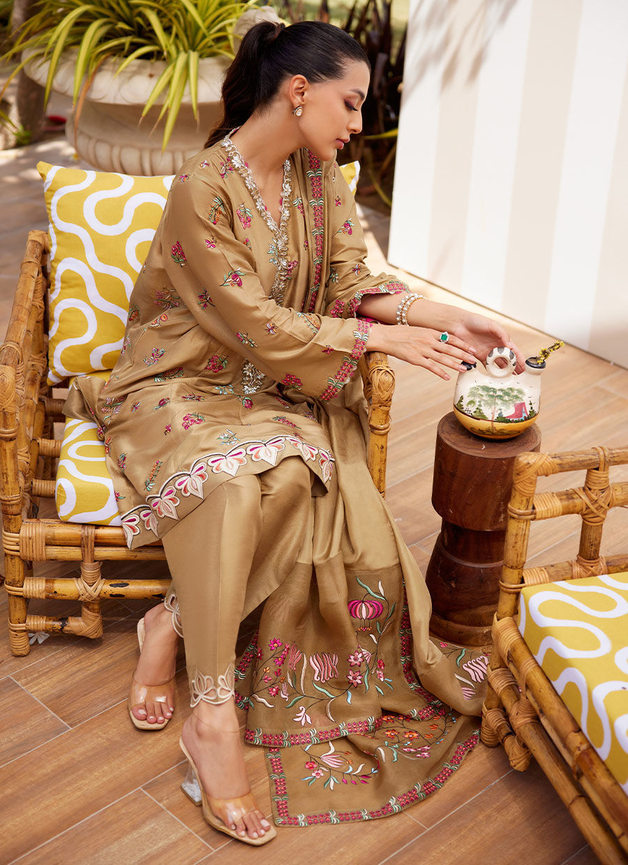 LIRA BEIGE SHIRT AND DUPATTA | Farah Talib Aziz 2025