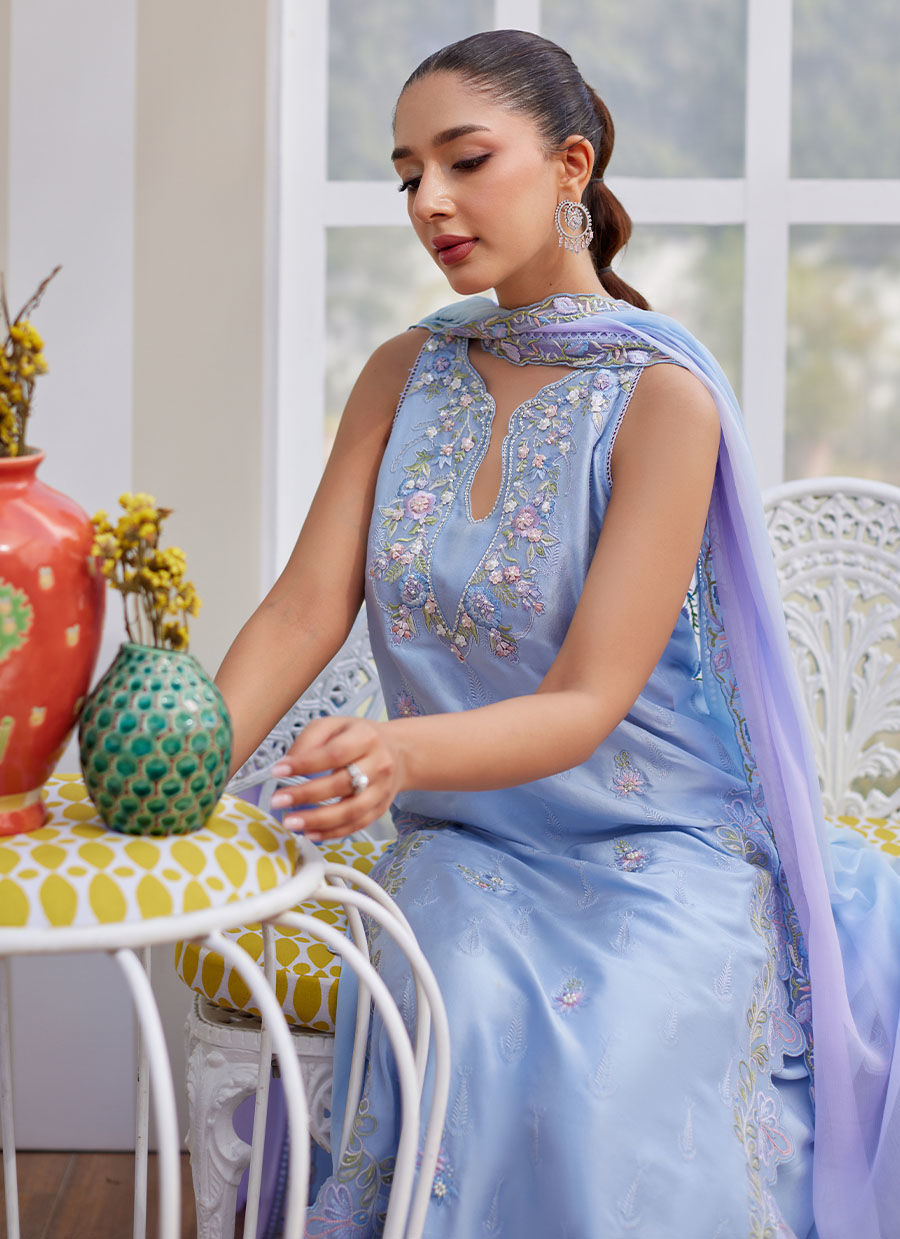 ZILA PERIWINKLE SHIRT AND DUPATTA | Farah Talib Aziz 2025