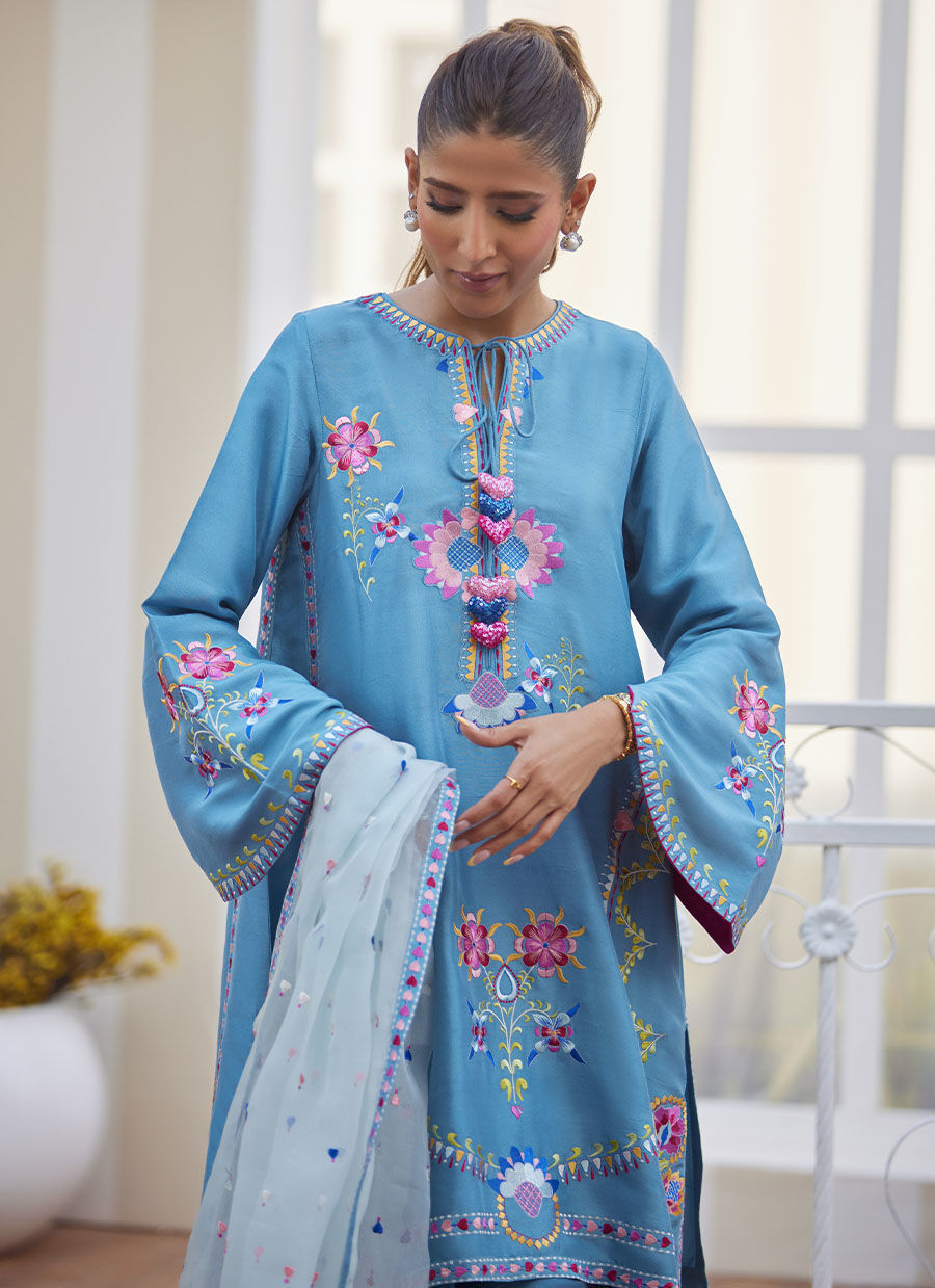 NYSSA BLUE SHIRT AND DUPATTA | Farah Talib Aziz 2025