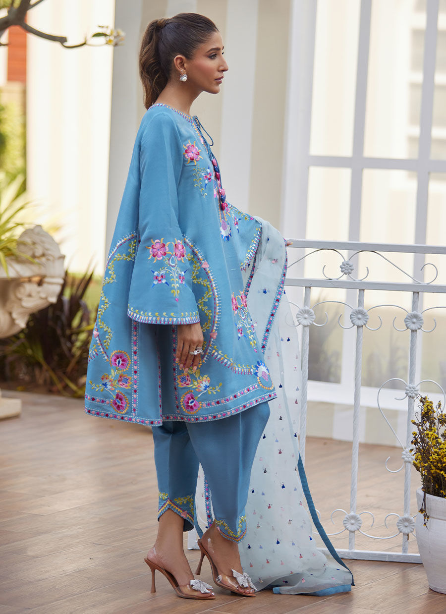 NYSSA BLUE SHIRT AND DUPATTA | Farah Talib Aziz 2025