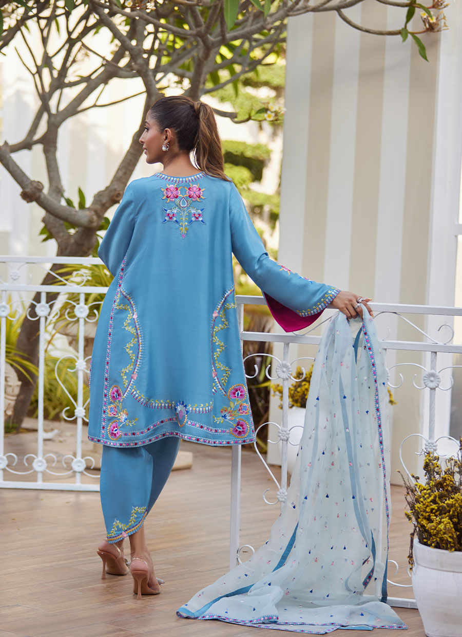 NYSSA BLUE SHIRT AND DUPATTA | Farah Talib Aziz 2025