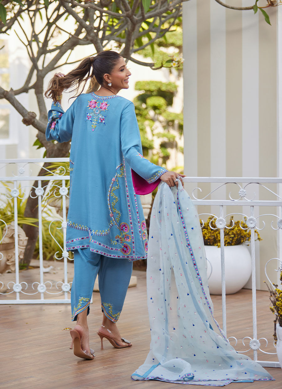 NYSSA BLUE SHIRT AND DUPATTA | Farah Talib Aziz 2025