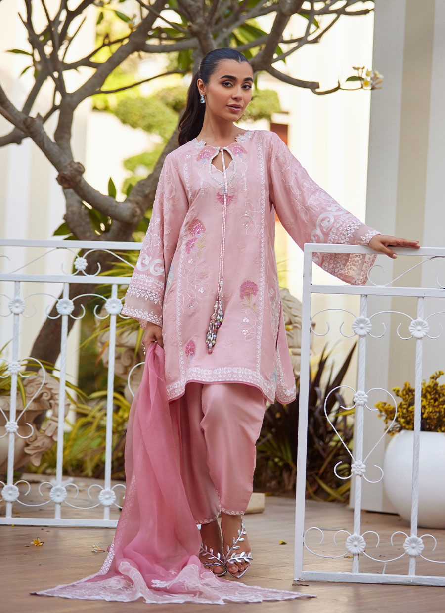 JOVIE TEA PINK SHIRT AND DUPATTA | Farah Talib Aziz 2025