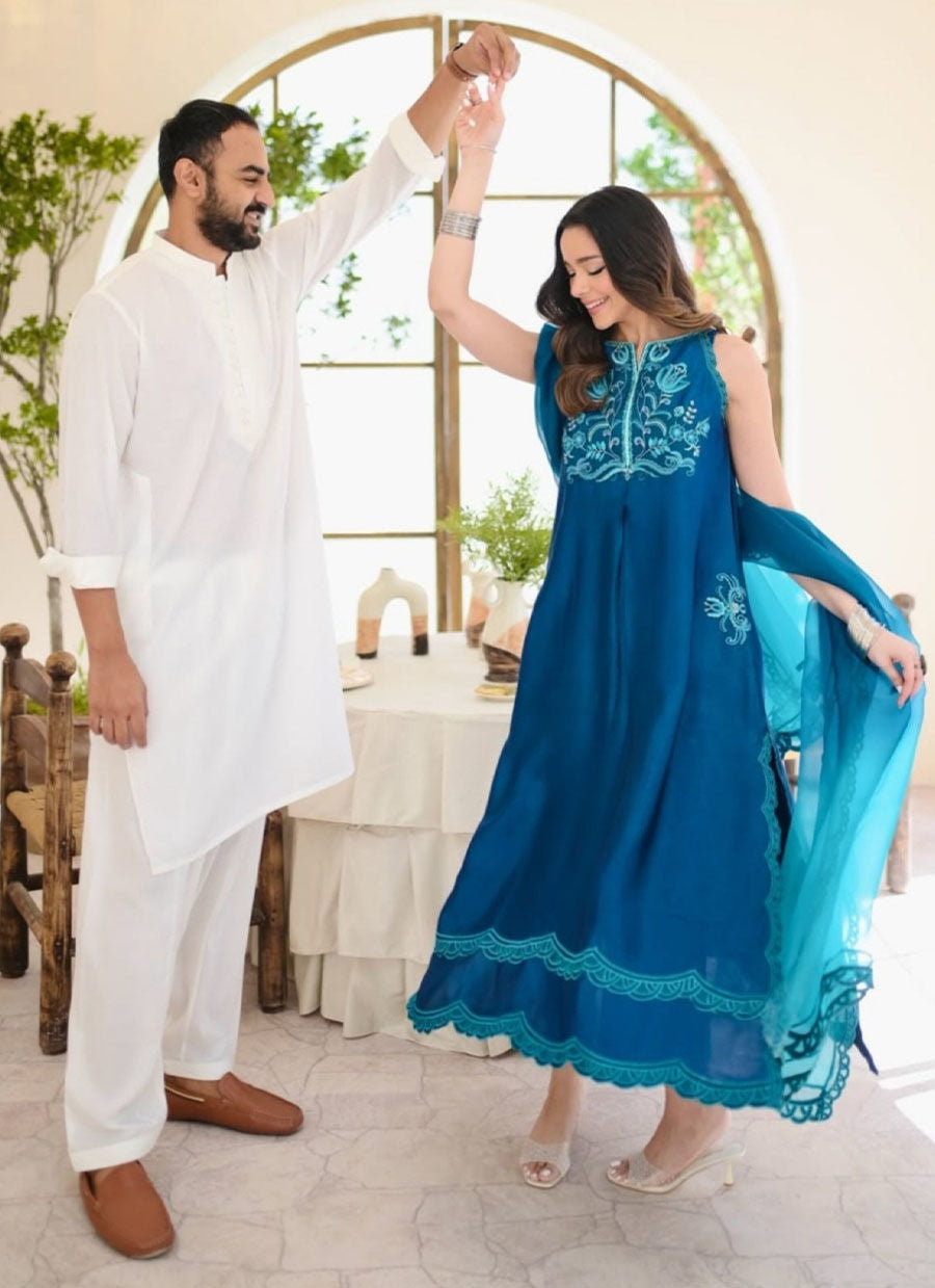 SKYLAR TEAL SHIRT AND DUPATTA | PRET | FARAH TALIB AZIZ