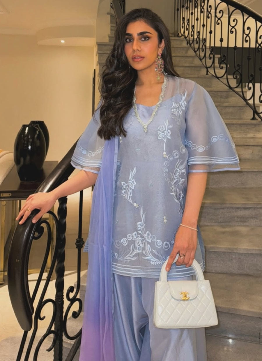 CASSIE PERIWINKLE SHIRT AND DUPATTA | PRET | FARAH TALIB AZIZ