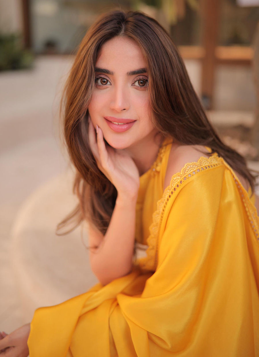SABOOR ALY IN CANARY YELLOW SAREE | PRET | FARAH TALIB AZIZ