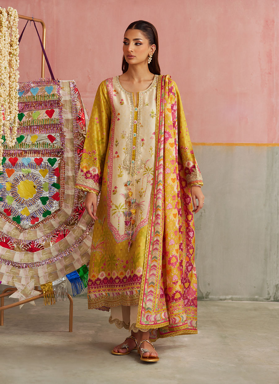 Arabella Kiwi Shirt And Dupatta | FARAH TALIB AZIZ