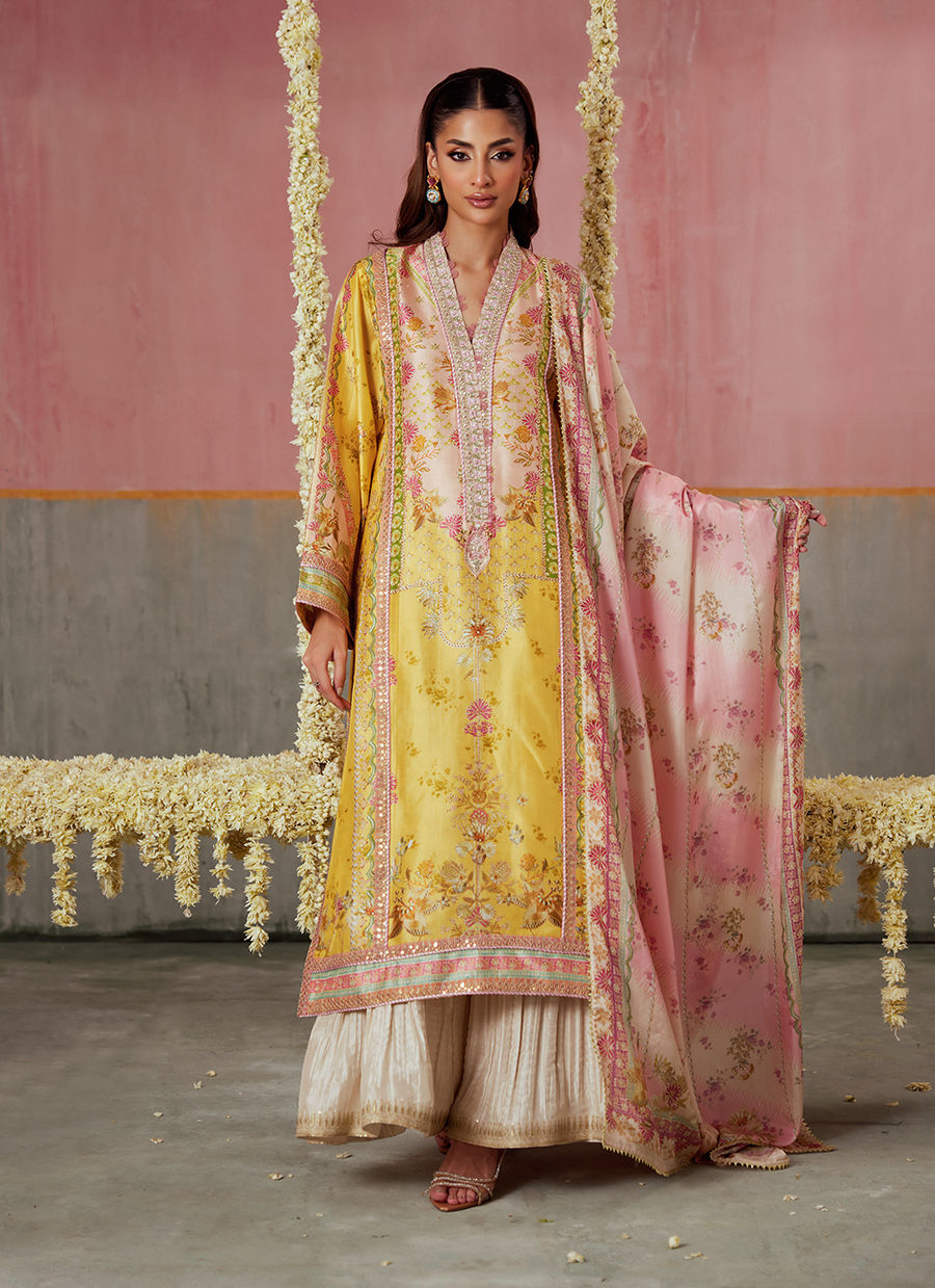 Mogra Buttercup Shirt And Dupatta | FARAH TALIB AZIZ