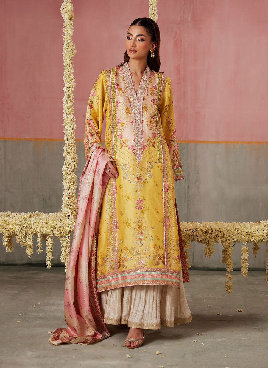Mogra Buttercup Shirt And Dupatta | FARAH TALIB AZIZ