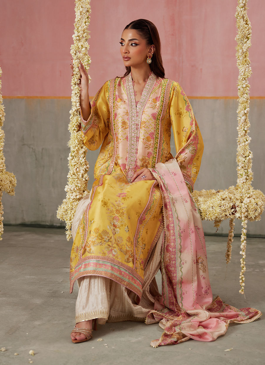 Mogra Buttercup Shirt And Dupatta | FARAH TALIB AZIZ