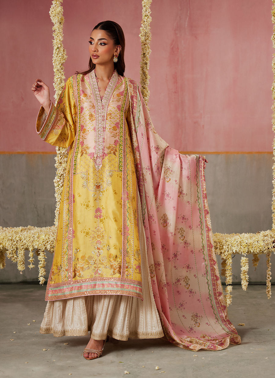 Mogra Buttercup Shirt And Dupatta | FARAH TALIB AZIZ