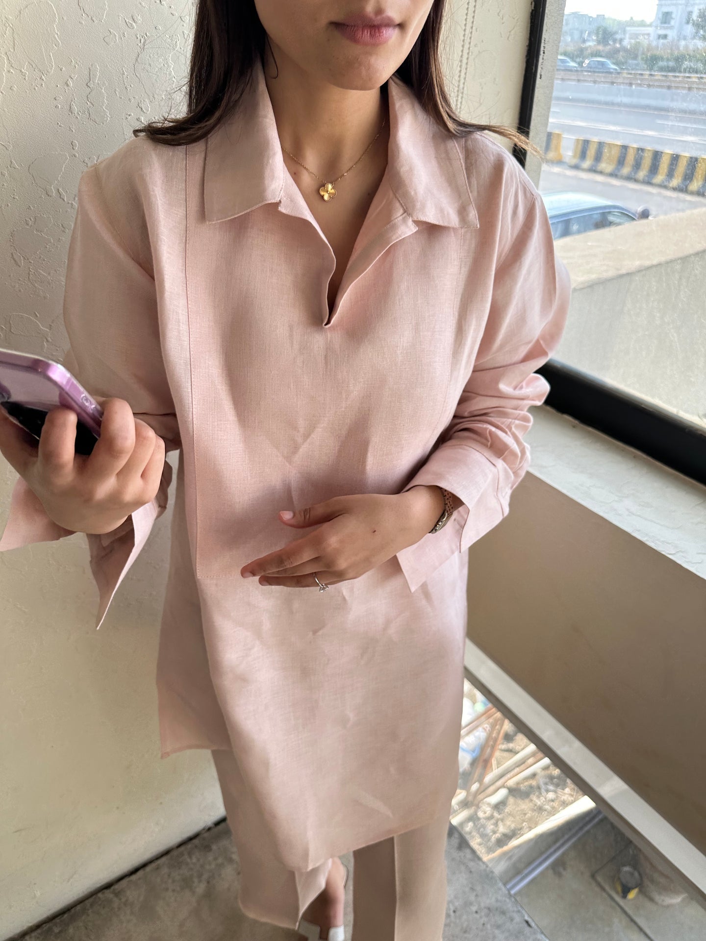 LIGHT PINK LINEN WILLOW SET | Sak Atelier