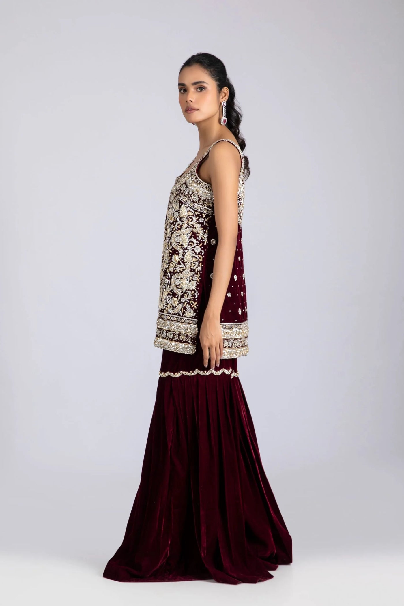 16012-Maroon | Velvet '25 | Ayesha Somaya
