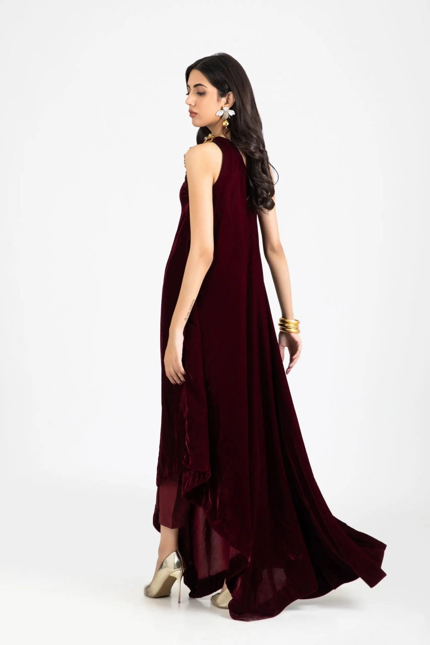 15186-Maroon | Velvet '25 | Ayesha Somaya