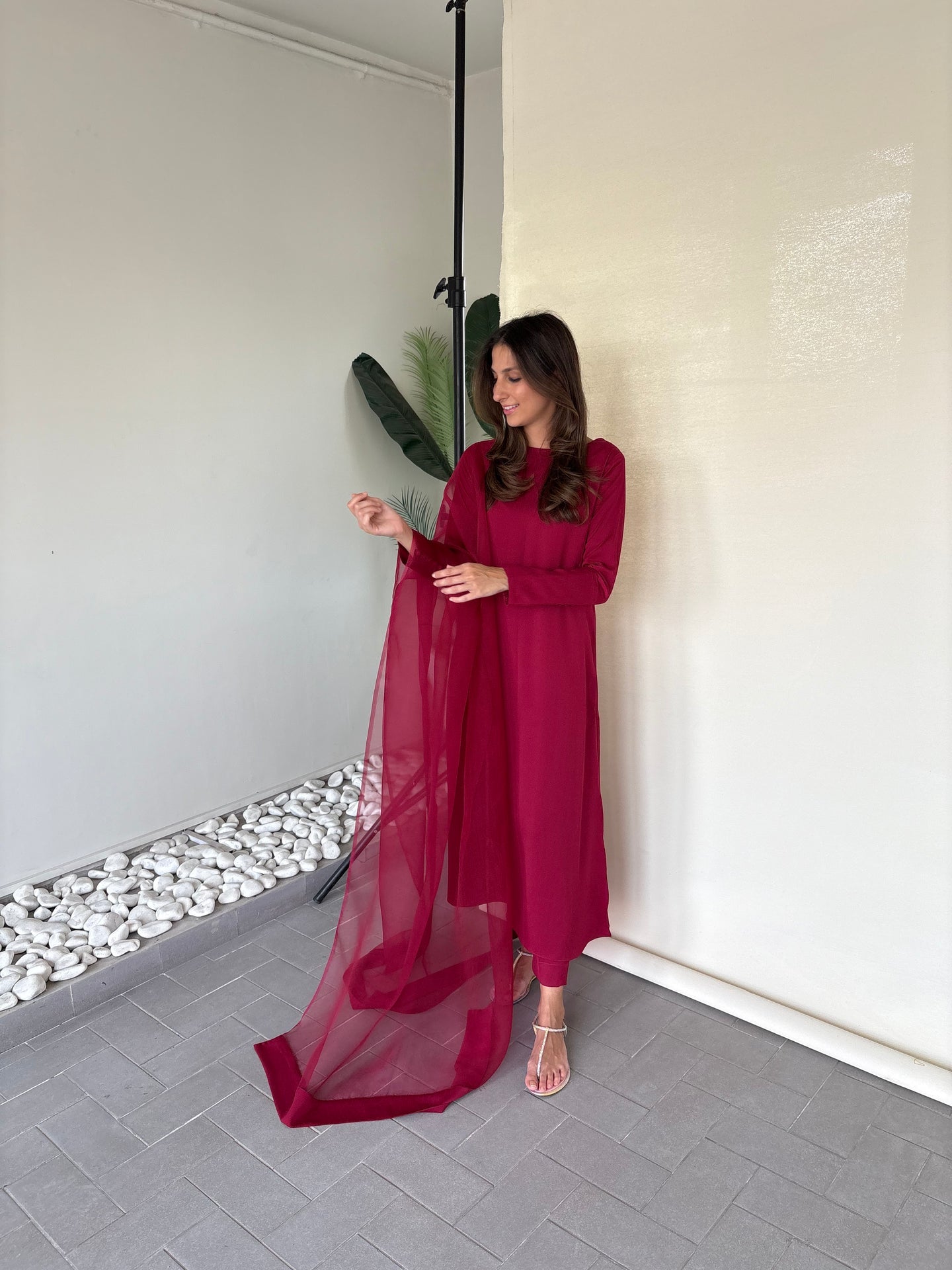 Berry Red Buttoned Set | Sak Atelier