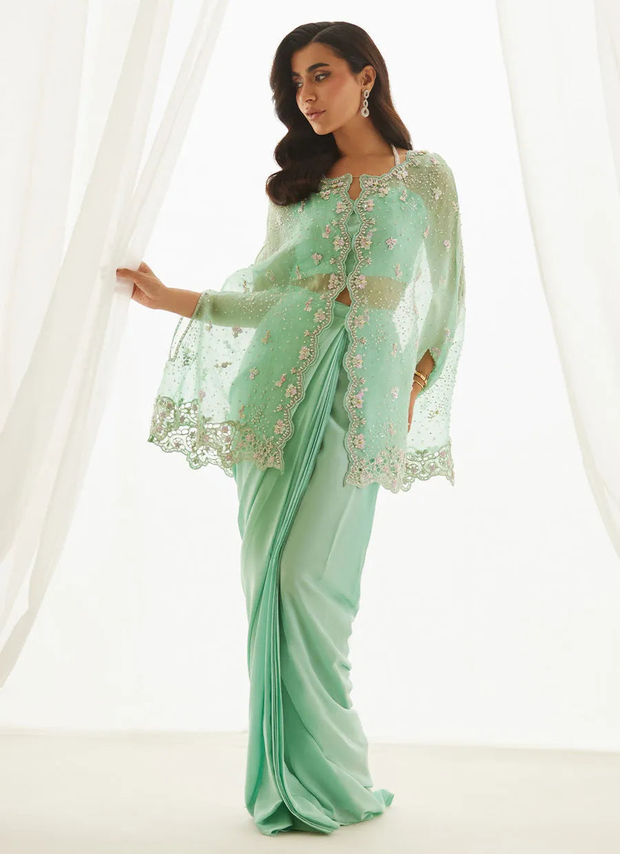 Calaya Aqua Cape, Bustier And Skirt | LUXE PRET' 25 | FARAH TALIB AZIZ