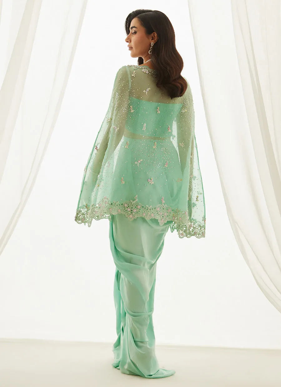 Calaya Aqua Cape, Bustier And Skirt | LUXE PRET' 25 | FARAH TALIB AZIZ