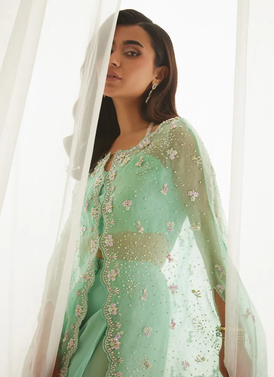Calaya Aqua Cape, Bustier And Skirt | LUXE PRET' 25 | FARAH TALIB AZIZ