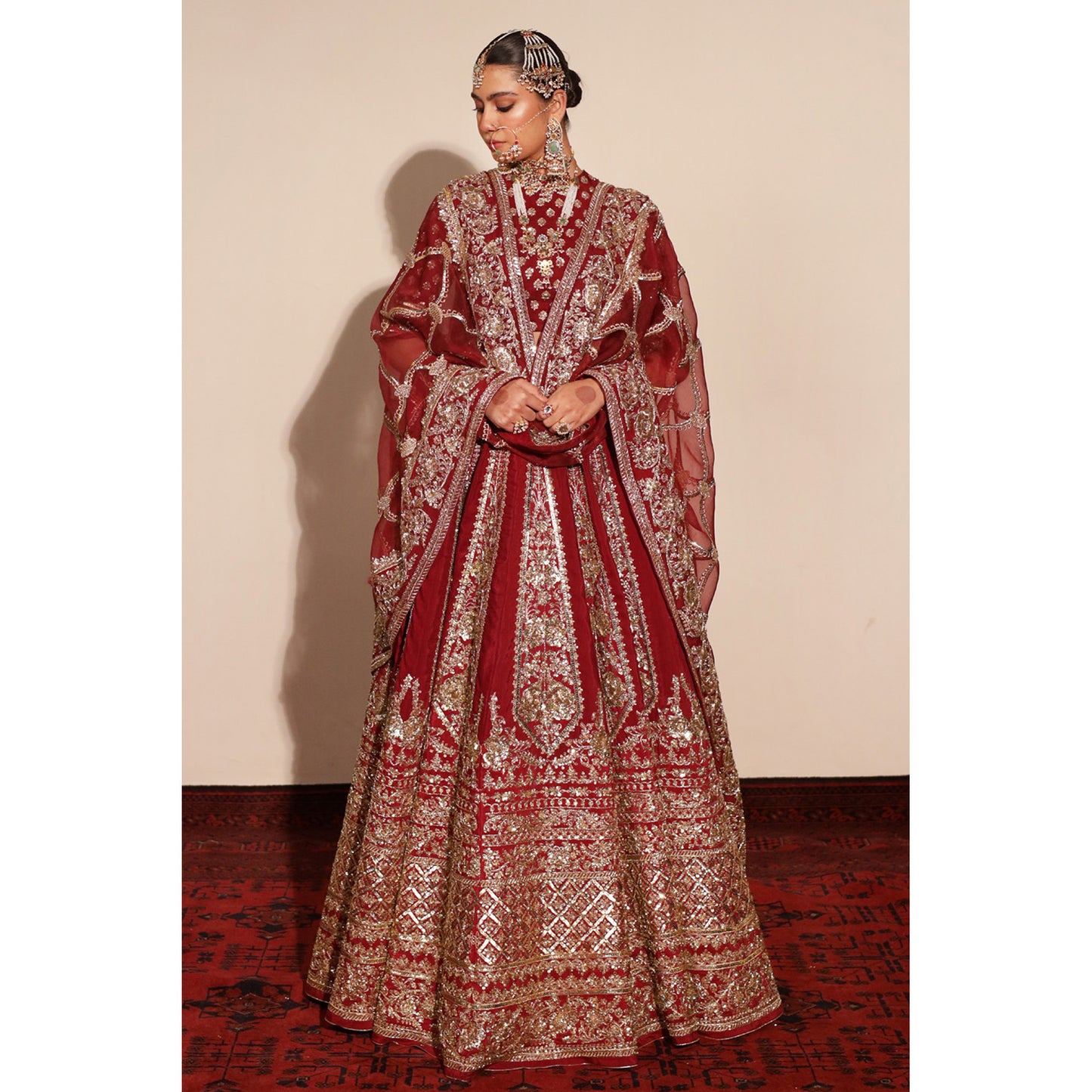DEEP RED BRIDAL LEHNGA CHOLI | BRIDAL | DYOT