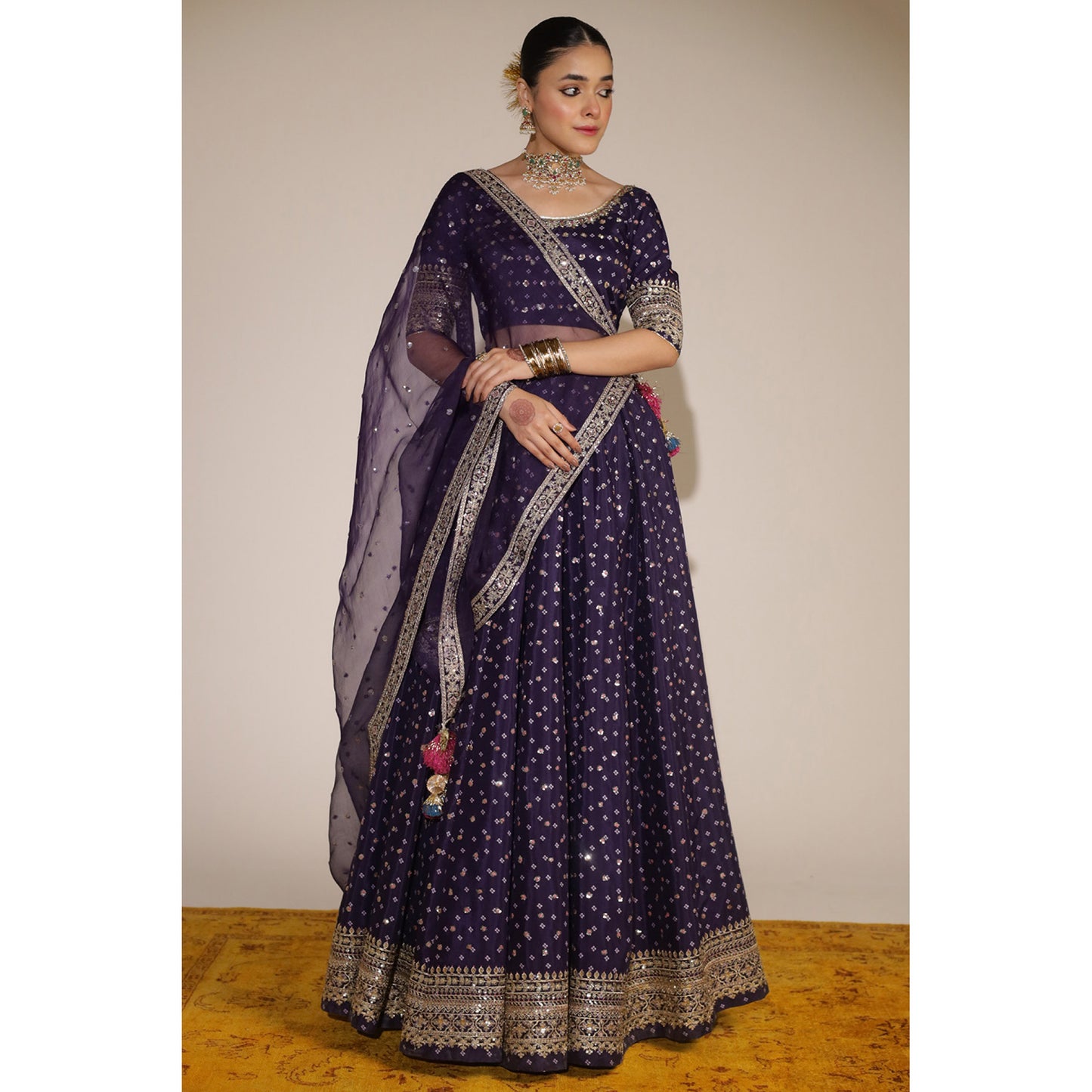 PURPLE LEHNGA CHOLI | SHEESHAM 24 / 25 DYOT