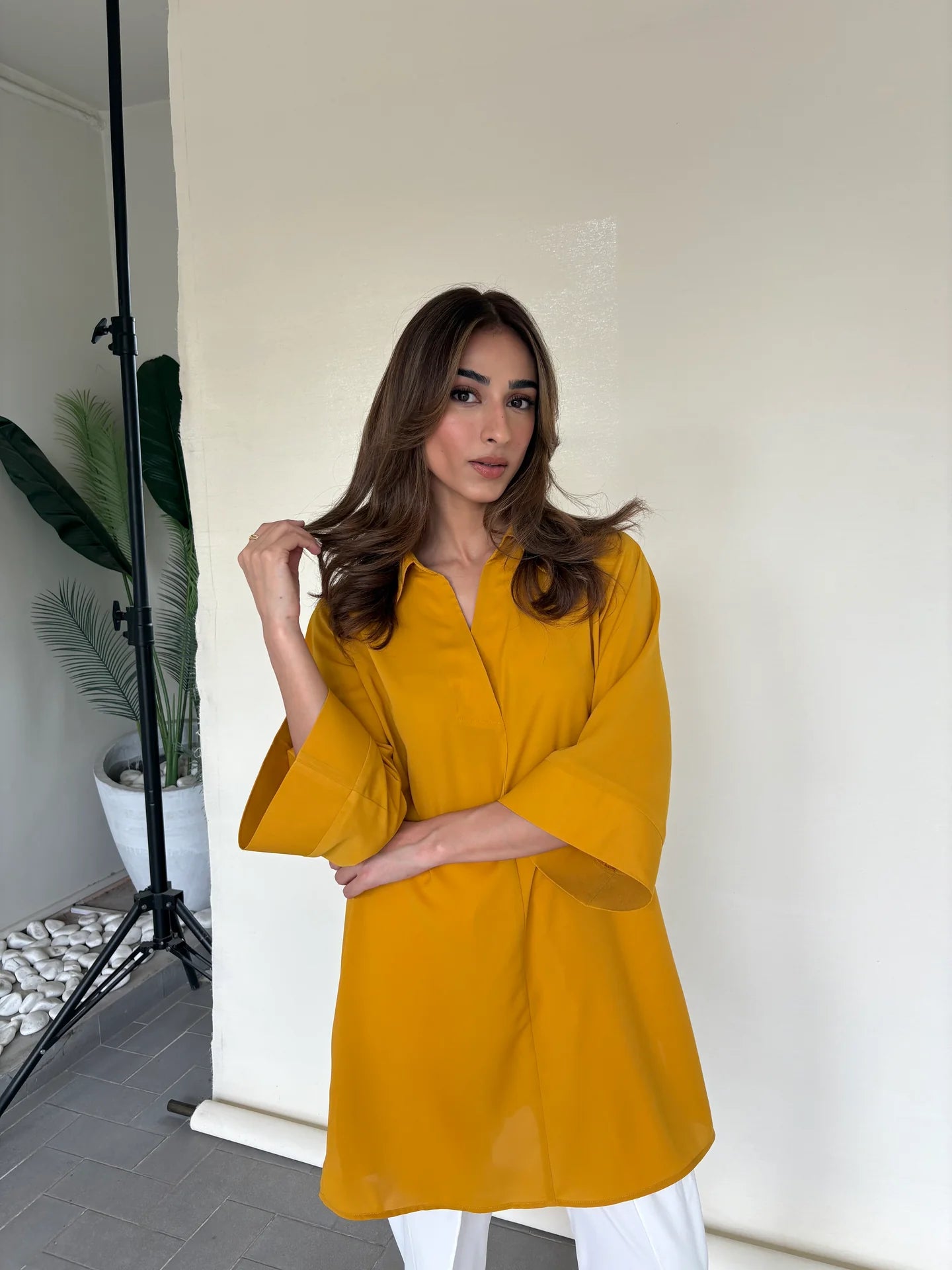 MUSTARD TOBY TUNIC WITH TULIP SHALWAR | Sak Atelier