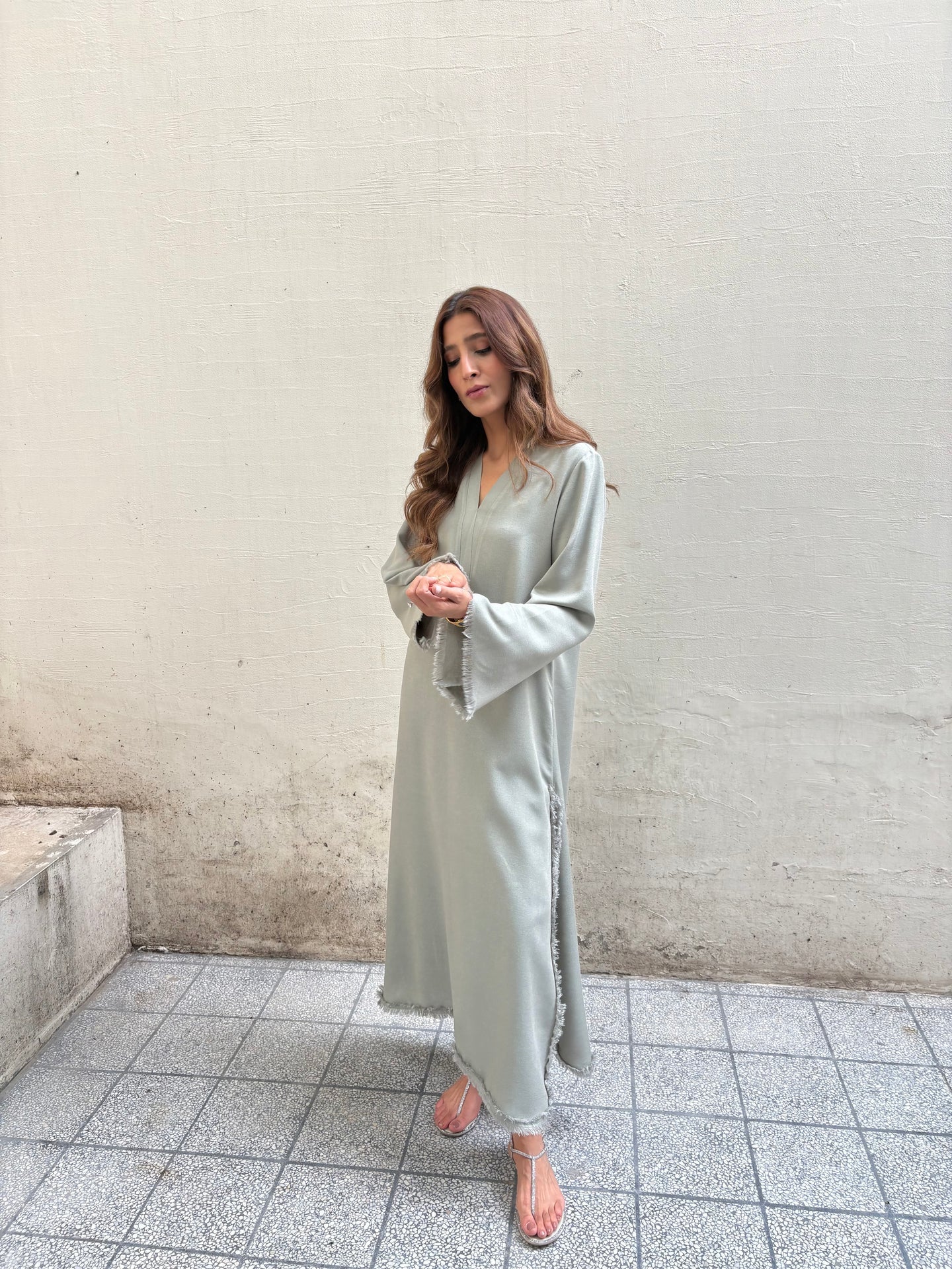 MUTED GREY-GREEN DHAAGA SET | SAK ATELIER