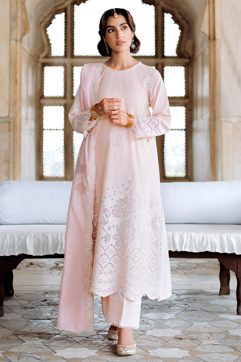 PEACH BLUSH-3PC EMBROIDERED LAWN SUIT | Cross Stitch