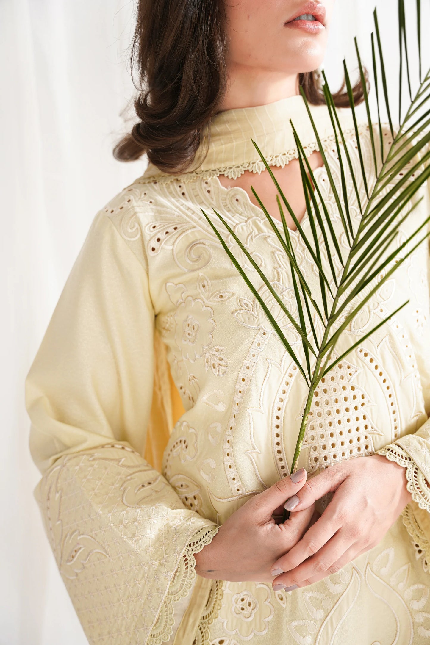 BUTTER YELLOW LUXURY EMBROIDERED 3PCS SET NPA3-25420 (EID 2025 READY TO WEAR) | ZAIB
