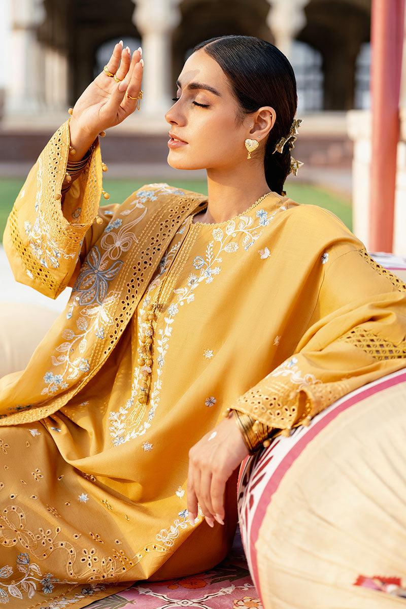 MUSTARD MIRAGE-3PC EMBROIDERED LAWN SUIT | Cross Stitch