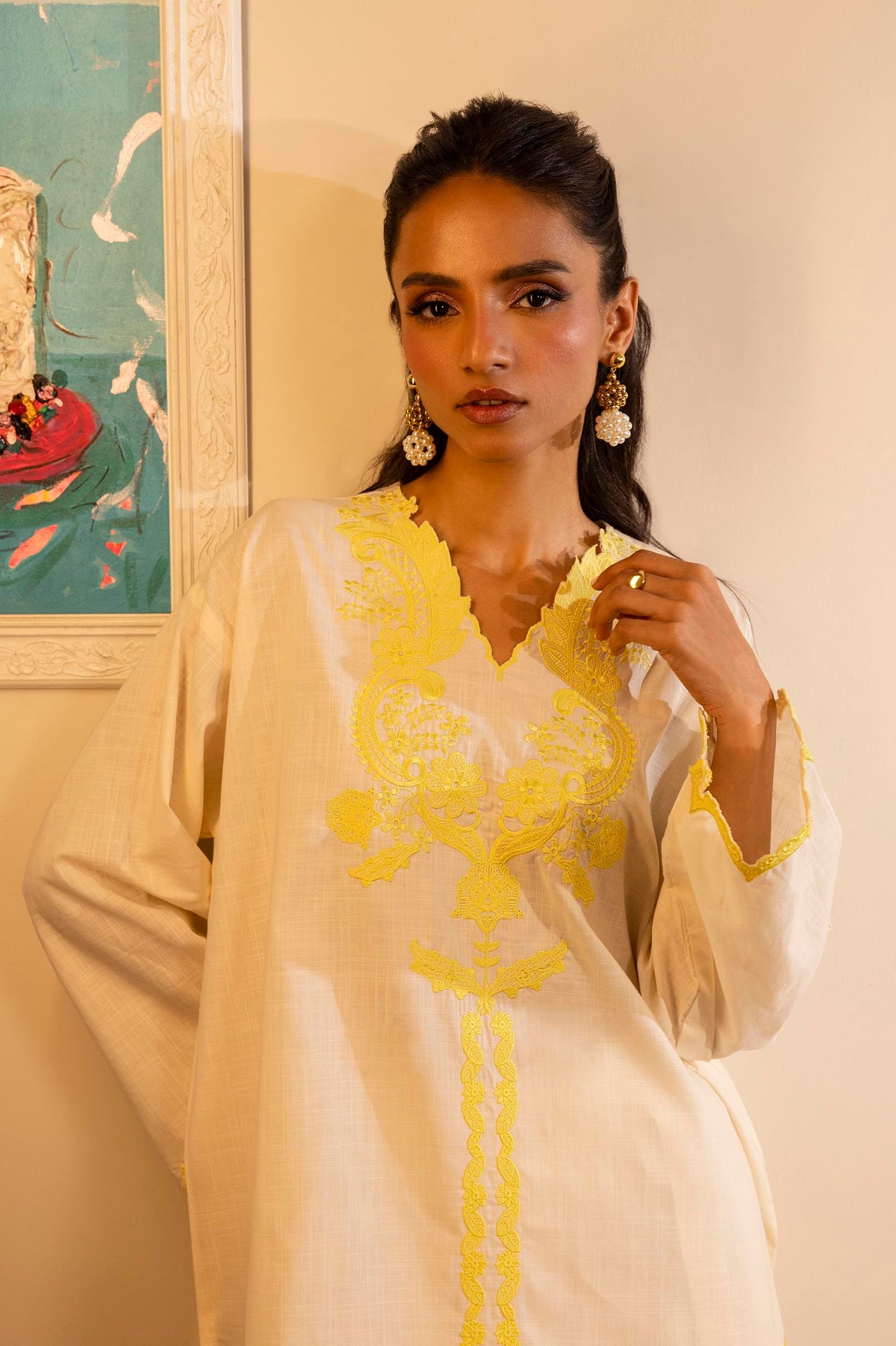 STITCHED ESSENTIAL SHIRT + BOTTOM SS25ESE259P2T | Sana Safinaz